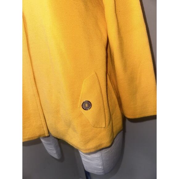 AMBER SUN GOLD YELLOW SWEATER BLAZER JACKET KNIT CAREER BUSINESS Sz Med - Picture 3 of 8